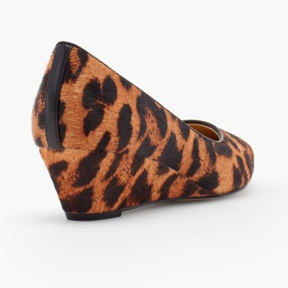 Talbots Laney Wedges Haircalf Leopard Print Pumps Women's 8 Brown Black NWOT - Picture 3 of 9